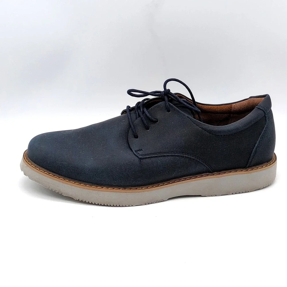 Deer Stags Shoes Mens Walkmaster Blue 10.5 Wide Leather Oxfords Memory Foam